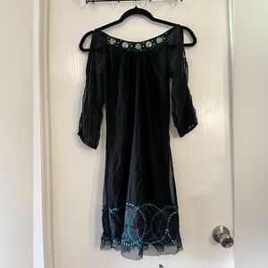 Krista Lee Black Dress with Teal Accents